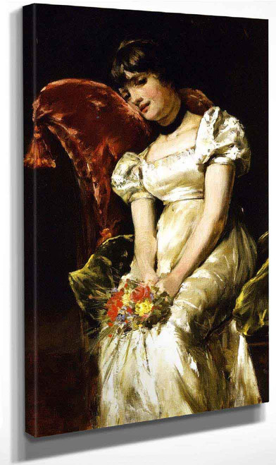 Young Girl With Flowers By William Merritt Chase By William Merritt Chase