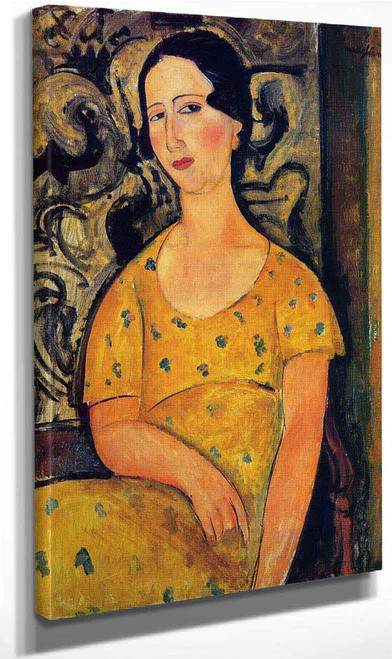 Young Woman In A Yellow Dress By Amedeo Modigliani By Amedeo Modigliani