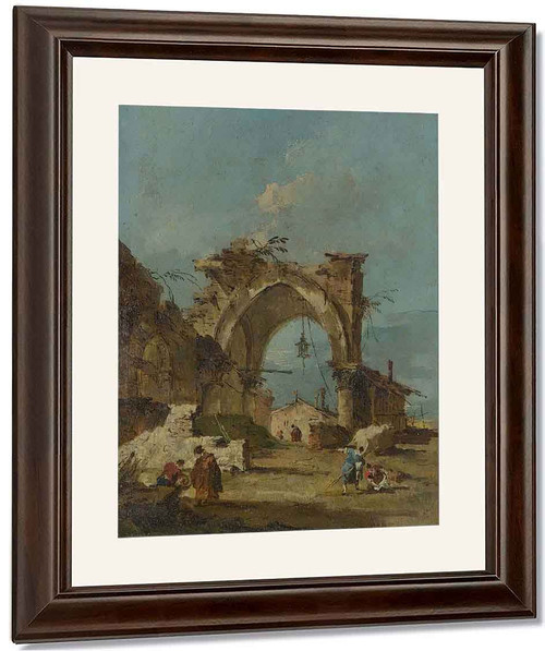 A Caprice With A Ruined Arch By Francesco Guardi