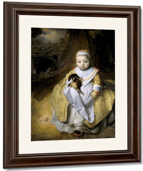 A Child Holding A Dog By Govaert Flinck