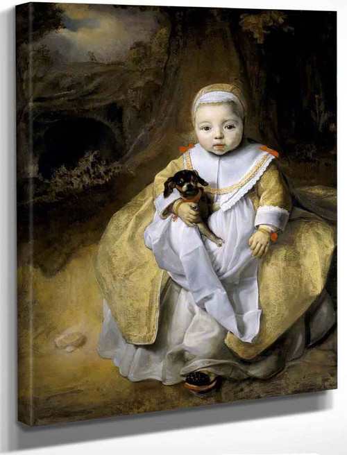 A Child Holding A Dog By Govaert Flinck