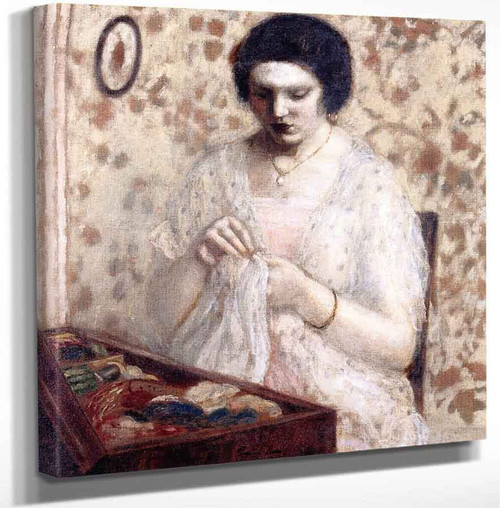 Embroidery By Frederick Carl Frieseke Art Reproduction