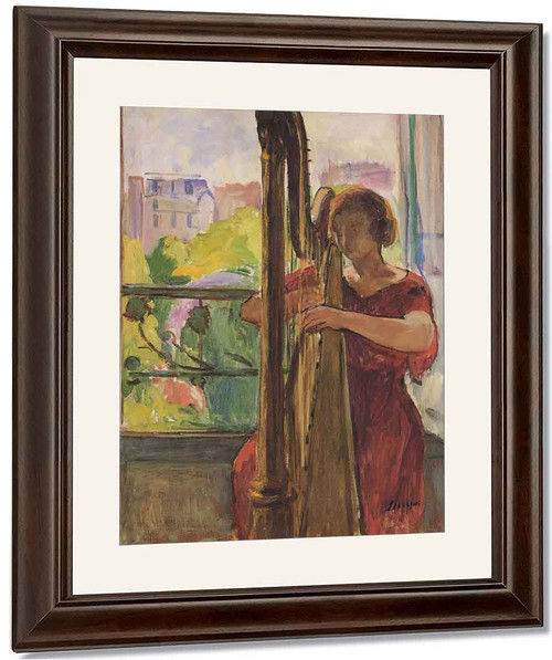 A Girl Playing A Harp By Henri Lebasque By Henri Lebasque