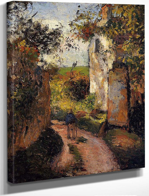 A Peasant In The Lane At L'hermitage, Pontoise By Camille Pissarro By Camille Pissarro