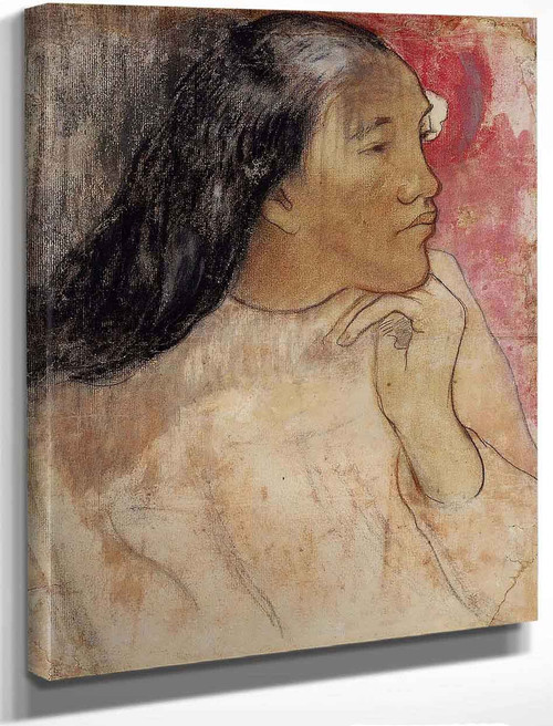 A Tahitian Woman With A Flower In Her Hair By Paul Gauguin By Paul Gauguin