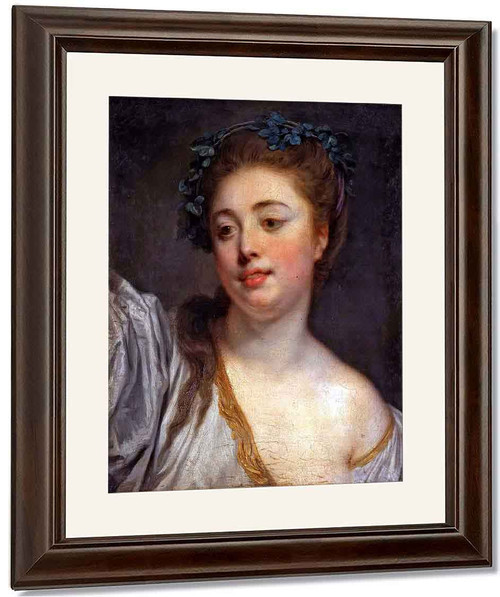 A Young Girl Wearing A Laurel Crown By Jean Baptiste Greuze By Jean Baptiste Greuze