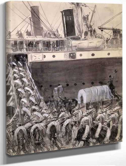 American Troops Boarding Transport Steamer, Spanish American War By William James Glackens By William James Glackens