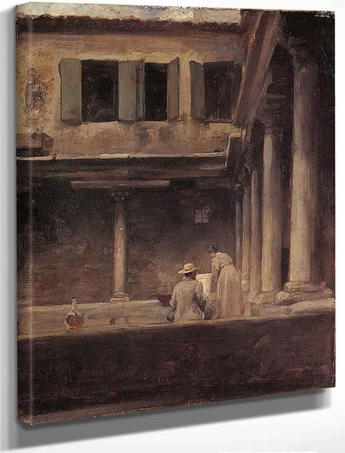 An Artist Sketching In The Cloister Of S. Gregorio, Venice By Sir Frederic Lord Leighton