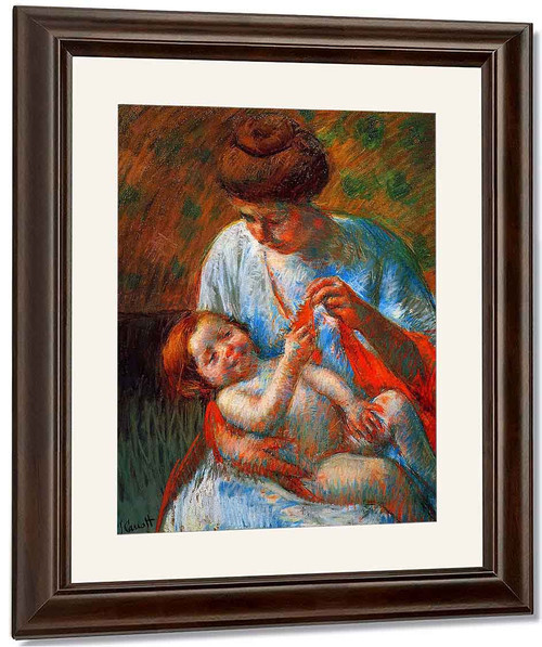 Baby Lying On His Mother's Lap, Reaching To Hold A Scarf By Mary Cassatt By Mary Cassatt