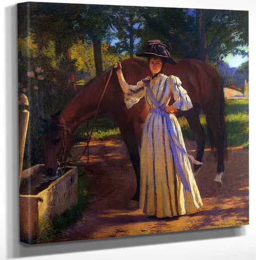 Girl And Horse By Edmund Tarbell Art Reproduction