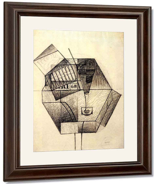 Box Of Cigars And Glass On A Table By Juan Gris