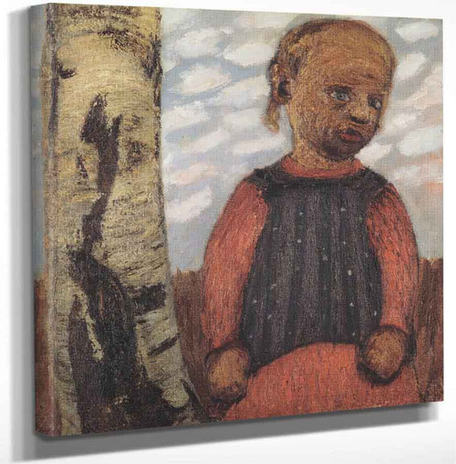 Girl In A Red Dress By A Tree Trunk By Paula Modersohn Becker Art Reproduction