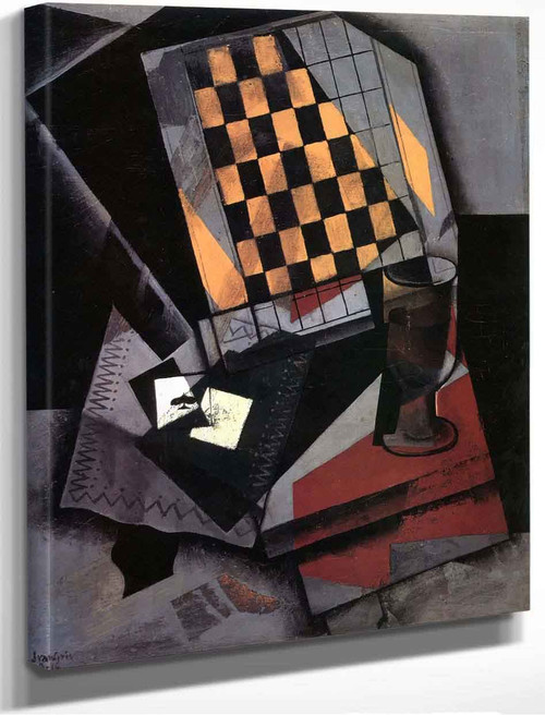 Checkerboard And Playing Cards 1 By Juan Gris