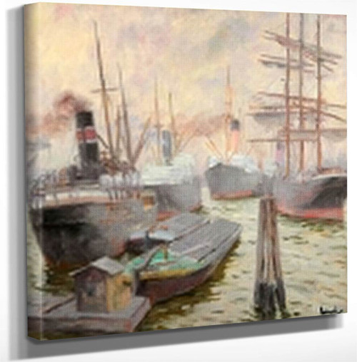 Harbor Scene By Edward Cucuel By Edward Cucuel Art Reproduction