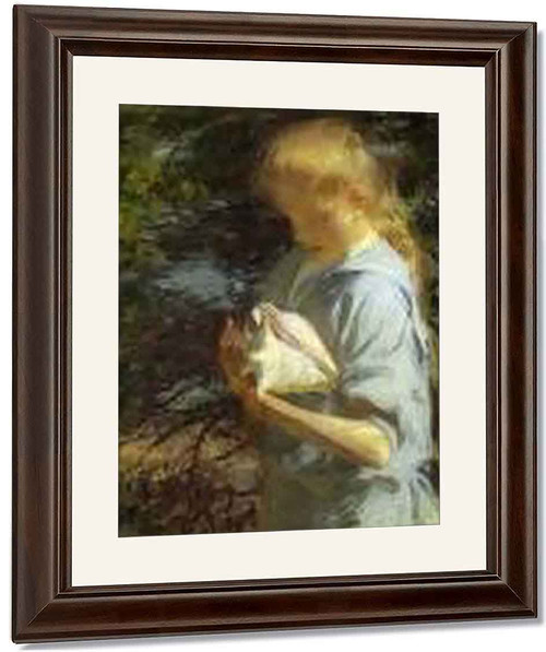 Eleanor Holding A Shell, North Haven, Maine By Frank W. Benson By Frank W. Benson