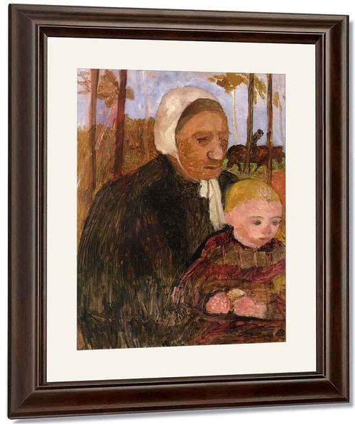 Farmwoman With Child, Rider In The Background By Paula Modersohn Becker
