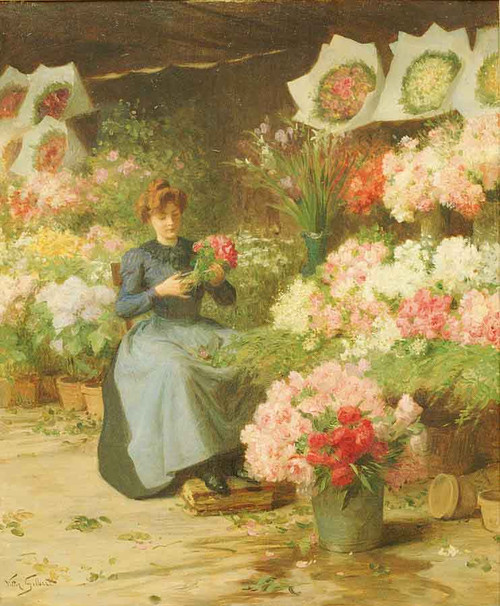 Flower Seller Behind The Madelaine Church By Victor Gabriel Gilbert By Victor Gabriel Gilbert Flower Seller Behind The Madelaine Church By Victor Gabriel Gilbert By Victor Gabriel Gilbert