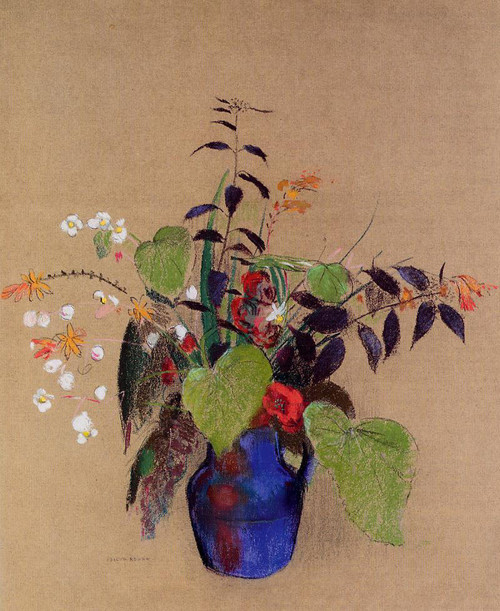 Flowers In A Blue Jug By Odilon Redon By Odilon Redon