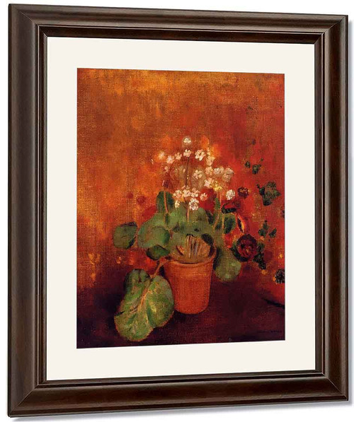 Flowers In A Pot On A Red Background By Odilon Redon By Odilon Redon