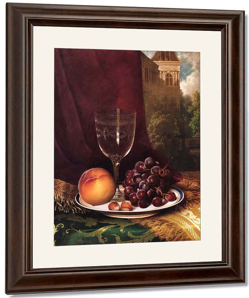 Fruit Still Life With Landscape By William Mason Brown