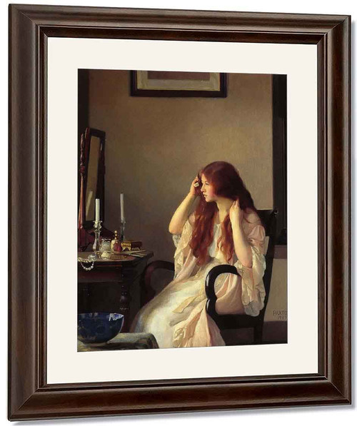 Girl Combing Her Hair By William Macgregor Paxton By William Macgregor Paxton