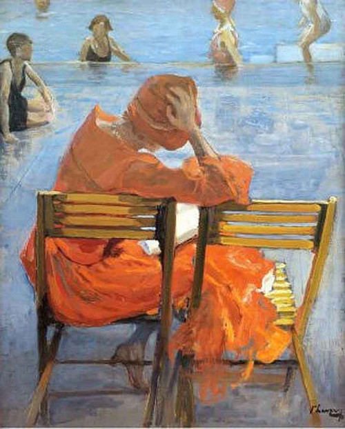 Girl In Red Dress By A Swimming Pool By Sir John Lavery, R.A. By Sir John Lavery, R.A. Girl In Red Dress By A Swimming Pool By Sir John Lavery, R.A. By Sir John Lavery, R.A.