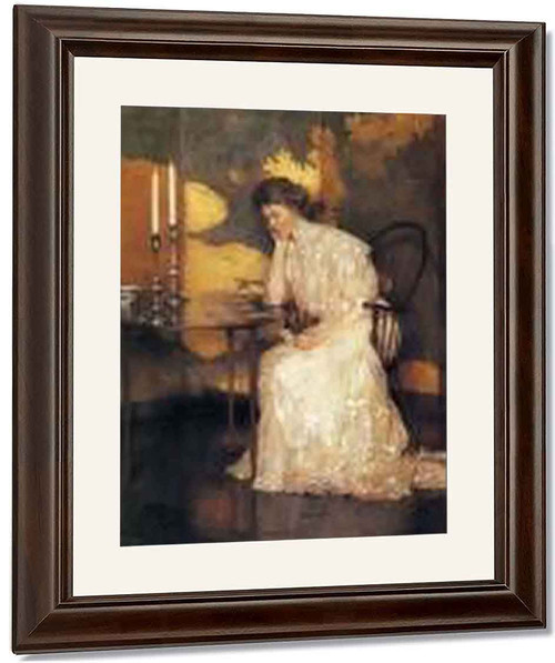 Girl Playing Solitaire By Frank W. Benson By Frank W. Benson