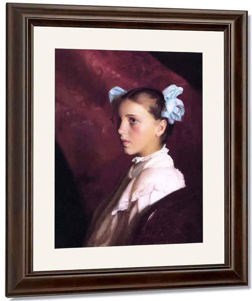Girl With Blue Bows By William Macgregor Paxton By William Macgregor Paxton