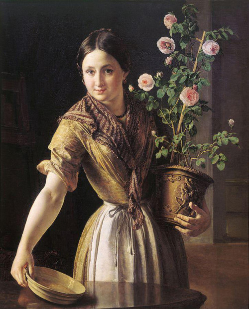Girl With Roses By Vasily Tropinin Girl With Roses By Vasily Tropinin