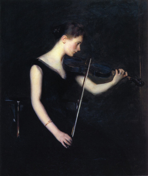 Girl With Violin By Edmund Tarbell