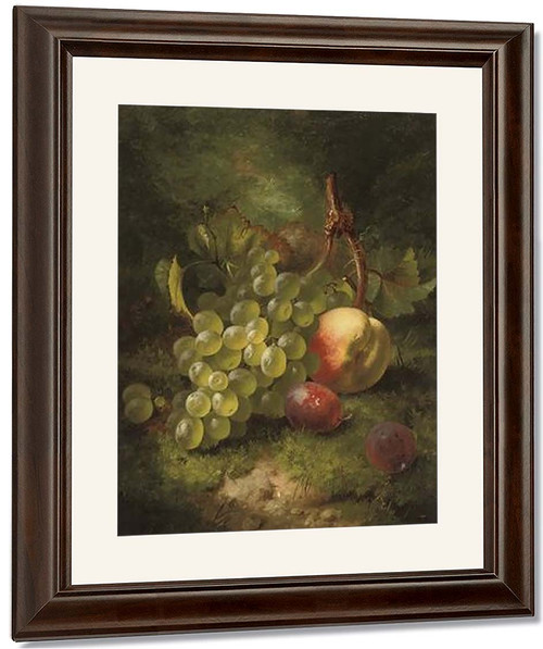 Grapes, Plums And Peach On A Grassy Bank By Eloise Harriet Stannard