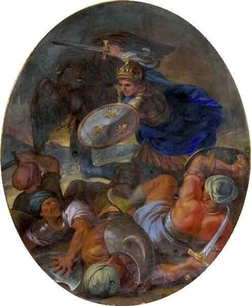 Hall Of Mirrors 07 Defeat Of The Turks In Hungary By The King's Troops In 1664 By Charles Le Brun By Charles Le Brun