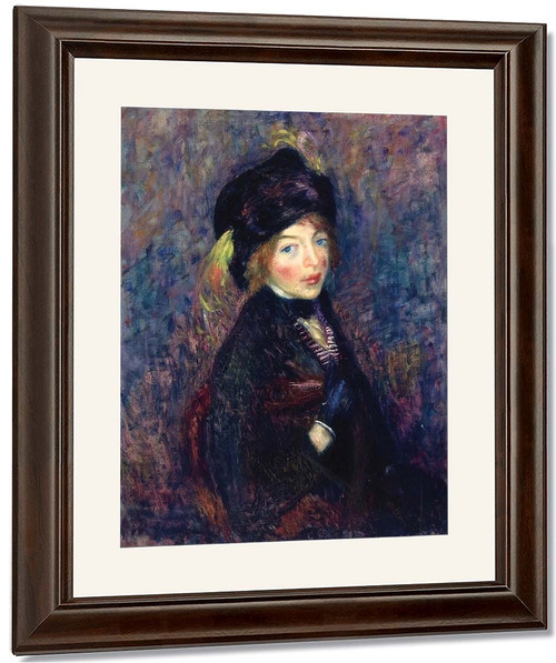 Head Of A Girl, Feather In Turban By William James Glackens By William James Glackens