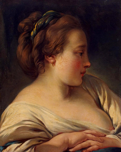 Head Of A Young Girl By Francois Boucher