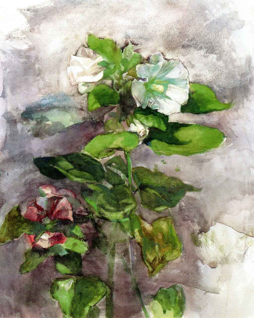 Hollyhocks4 By John La Farge By John La Farge