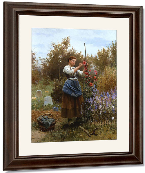 Hollyhocks By Daniel Ridgway Knight By Daniel Ridgway Knight