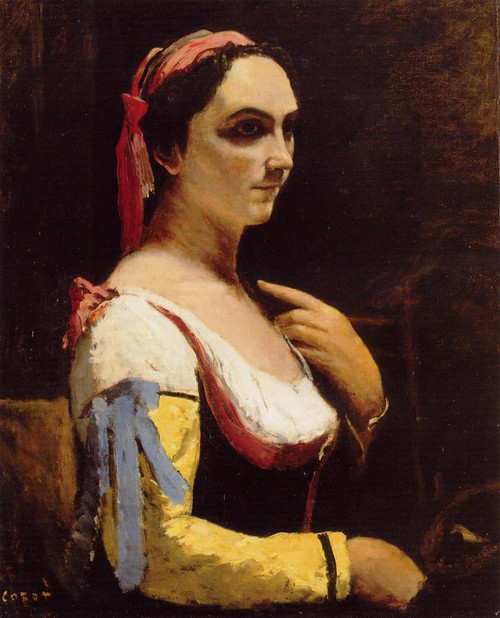 Italian Woman With Yellow Sleeve By Jean Baptiste Camille Corot By Jean Baptiste Camille Corot