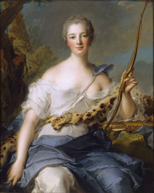 Jeanne Antoinette Poisson, Marquise De Pompadour, As Diana The Huntress By Jean Marc Nattier Jeanne Antoinette Poisson, Marquise De Pompadour, As Diana The Huntress By Jean Marc Nattier