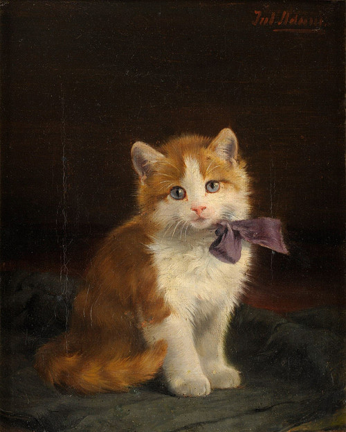 Kitten With Purple Bow By Julius Adam By Julius Adam