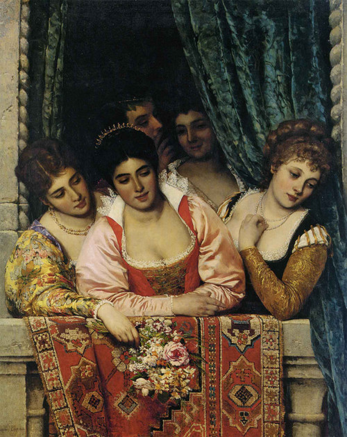Ladies On A Balcony By Eugene De Blaas By Eugene De Blaas