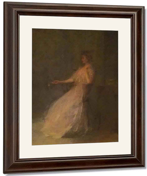 Lady With A Rose By Thomas Wilmer Dewing By Thomas Wilmer Dewing