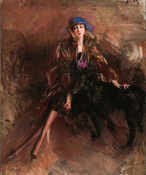 Lady With Black Greyhound By Giovanni Boldini By Giovanni Boldini