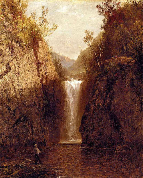 Landscape With Waterfall By John Frederick Kensett By John Frederick Kensett