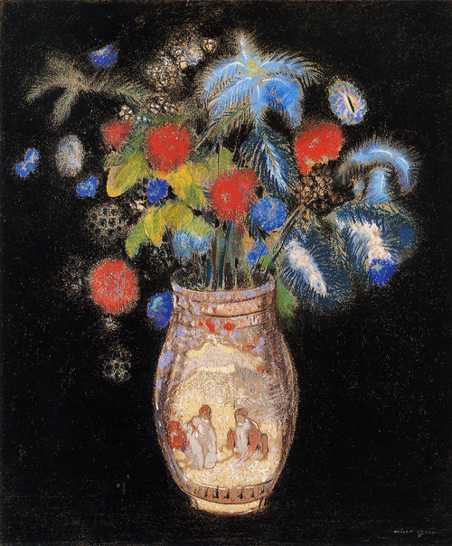 Large Boquet On A Black Background By Odilon Redon By Odilon Redon