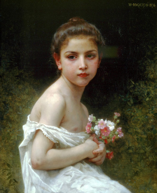 Little Girl With A Bouquet By William Bouguereau By William Bouguereau Little Girl With A Bouquet By William Bouguereau By William Bouguereau