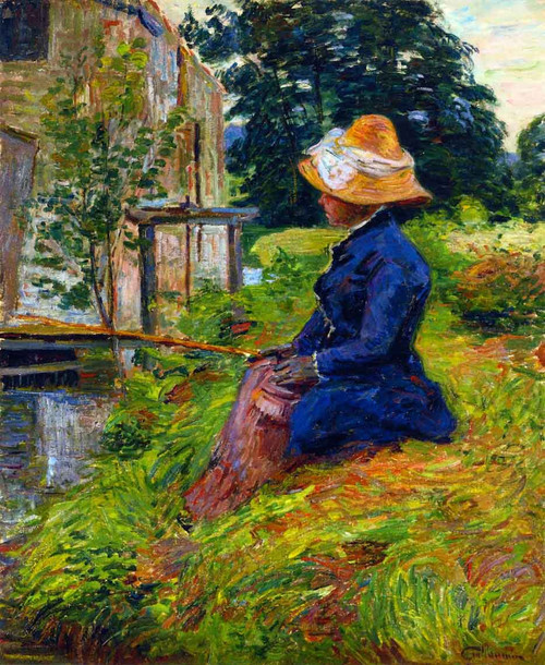 Madame Guillaumin Fishing By Armand Guillaumin