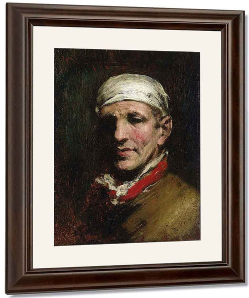 Man With Bandana By William Merritt Chase By William Merritt Chase