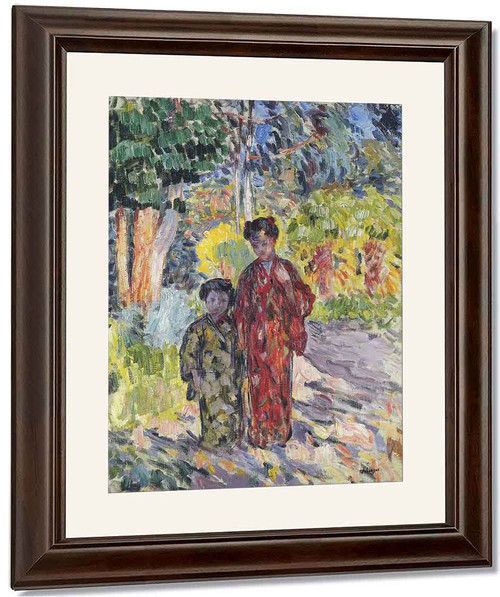 Marthe And Nono In Japanese Robes By Henri Lebasque By Henri Lebasque
