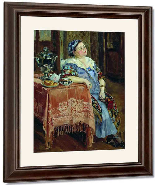 Merchant's Wife Having Tea By Sergei Arsenevich Vinogradov Russian 1869 1938