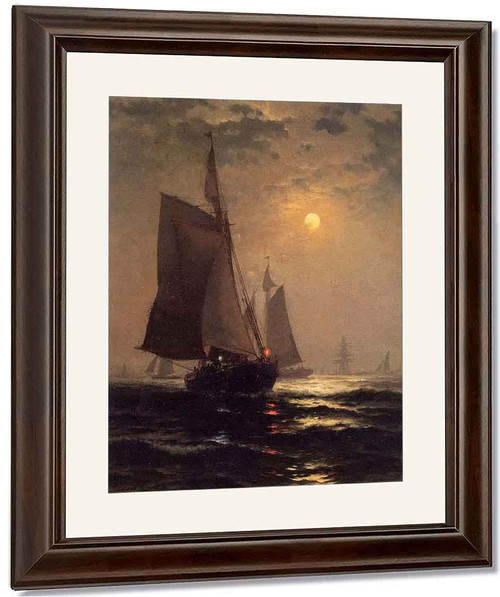 Moonlight In New York Harbor By Edward Moran